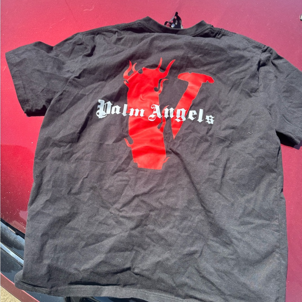 Palm Angels Black T-Shirt with Red Graphic